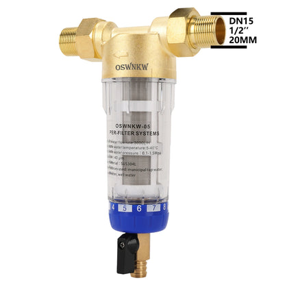 OSWNKW-05 Pre Filter Purifier Whole House Spin Down Sediment Water Filter Central Prefilter System Backwash Stainless Steel Mesh.