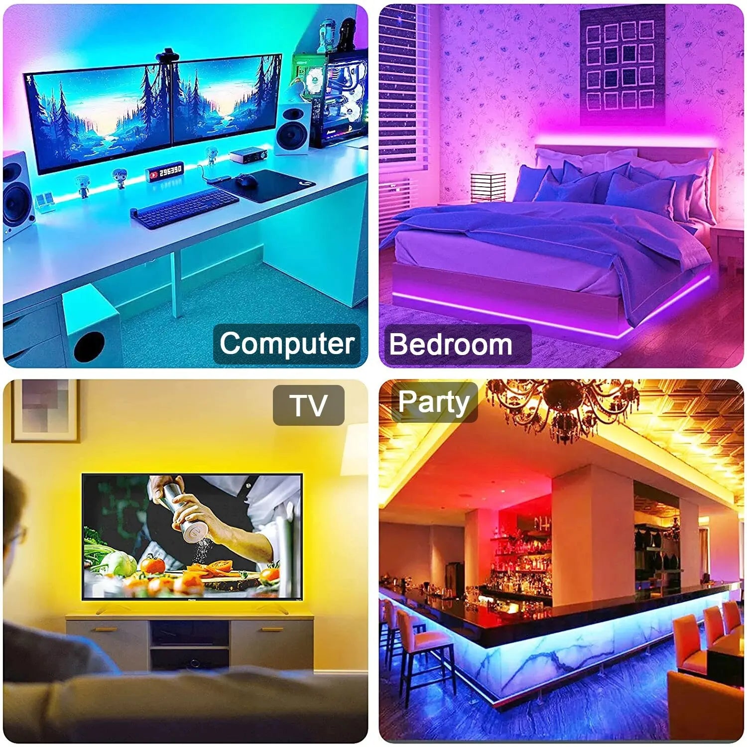 LED-Leuchten für TV, RGB-LED-Streifen, Bluetooth-Steuerung, 5 V, USB-LED-Band, flexibles Band für TV-Hintergrundbeleuchtung, Raumdekoration.