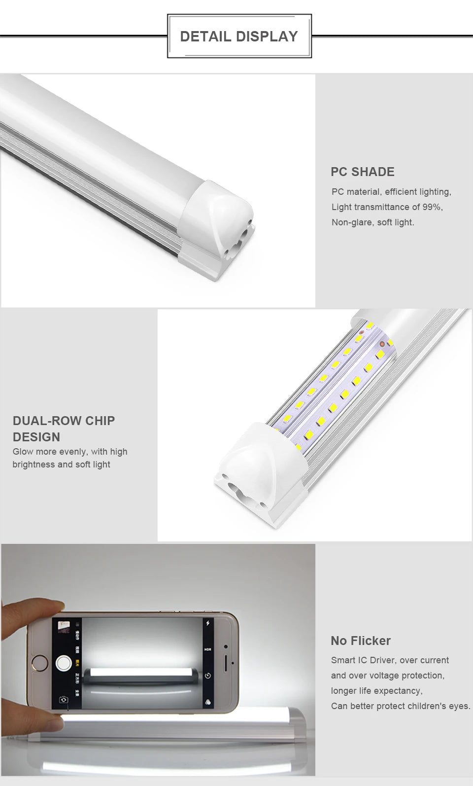1-2PCS 25W T8 Led Tube Light,High Efficiency Saves 50% Energy Replacement for Fluorescent Tubes,Workshop Warehouse Lighting.