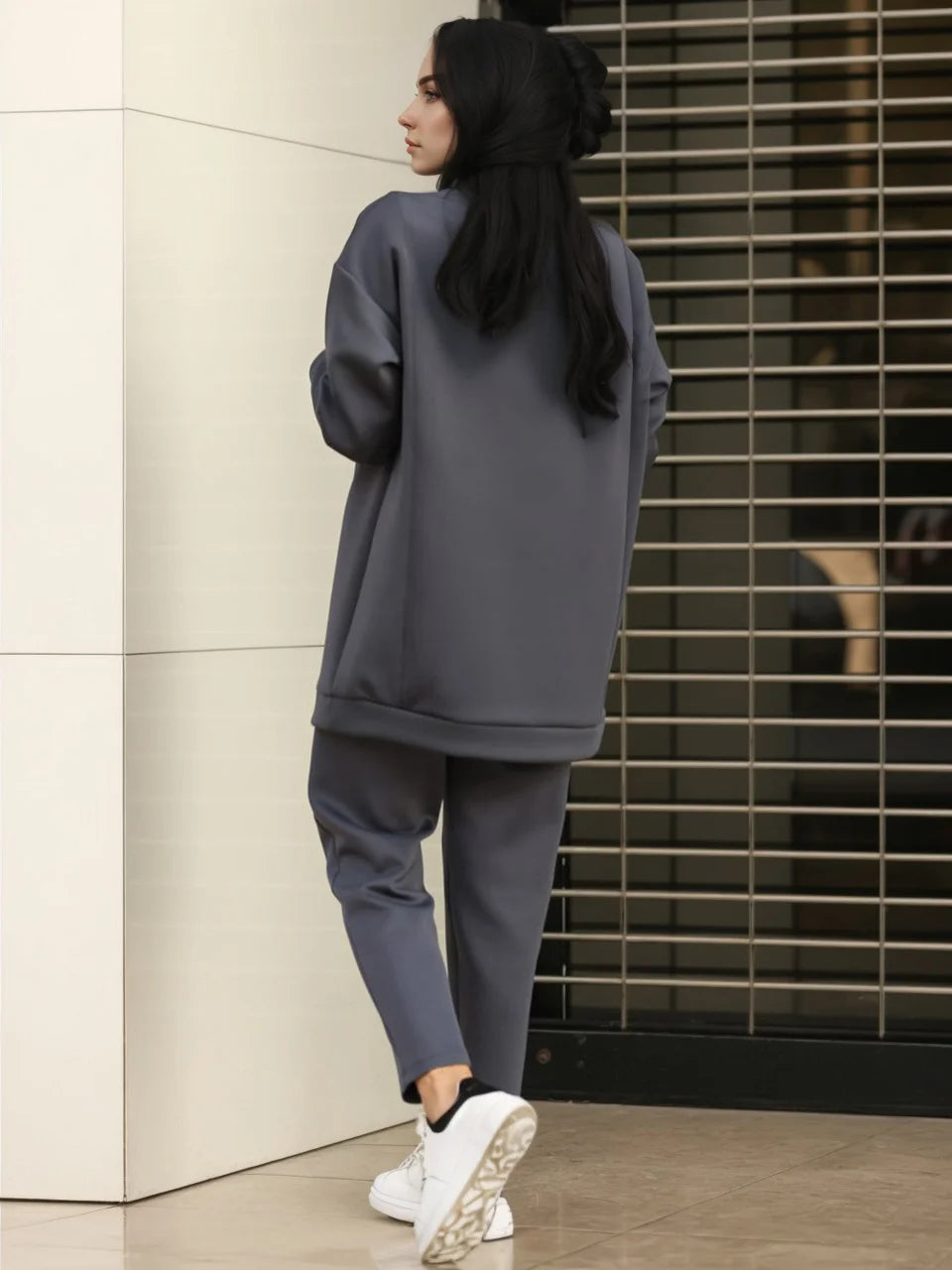 Spring Autumn Women Muslim Sets Long Tops and Pants Turkey Outfit 2 Pieces Set Adult Eid Al-Adha Casual Young Girls Sport Set.