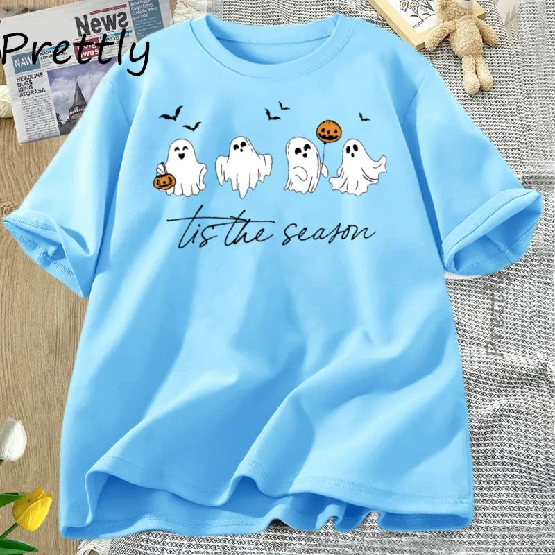 Tis The Season Herbst T-Shirt Süßes Damen-Halloween-T-Shirt Kürbissaison Thanksgiving Herbst-T-Shirt Damenbekleidung.