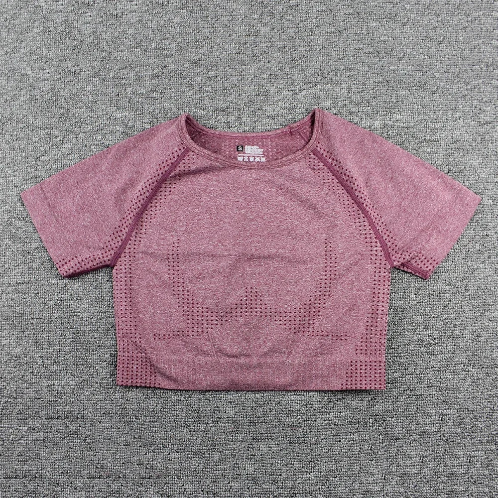 Seamless Yoga Suit Women's Long Sleeve Jacquard Sports High-Waisted Tightening Leggings Fitness Top Origin China