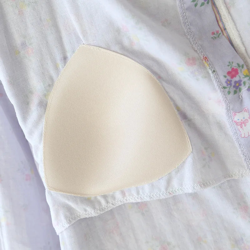 Spitzen-Design, Rundhals-Pyjama-Set aus Baumwolle, doppellagig, Gaze, für Damen, vier Jahreszeiten, dünne, langärmelige Hosen, Strickjacken, Kleidung.