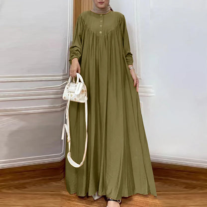 Women Autumn Muslim Long Dress Abaya Long Sleeve Hijab Vestidos Islamic Robe Femme ZANZEA Vintage Ramadan Maxi Sundress Kaftan