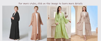 Ramadan kebaya Layered Open Front Abaya, Long Sleeve Dress With Belted , Without Hijab, Women's Clothing.