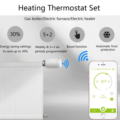 Tuya Smart ZigBee Radiator Actuator TRV Programmable Thermostatic Radiator Valve App Remote Temperature Controller Support Alexa.
