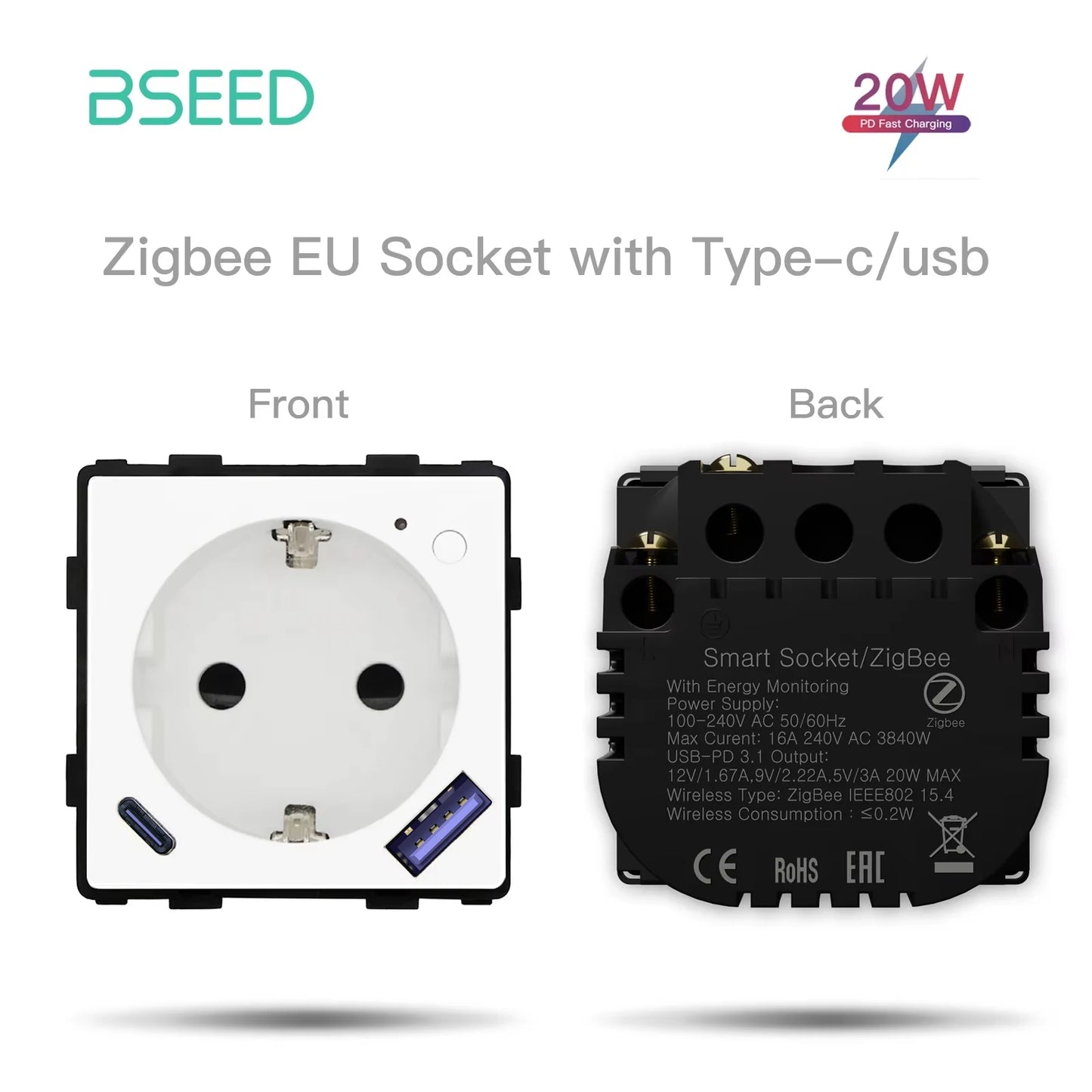BSEED Zigbee EU/FR/UK/Universal Smart Steckdose Stecker Funktion Teile Mit Power Monitor Glas Rahmen DIY Teile Kostenlose Kombinieren.