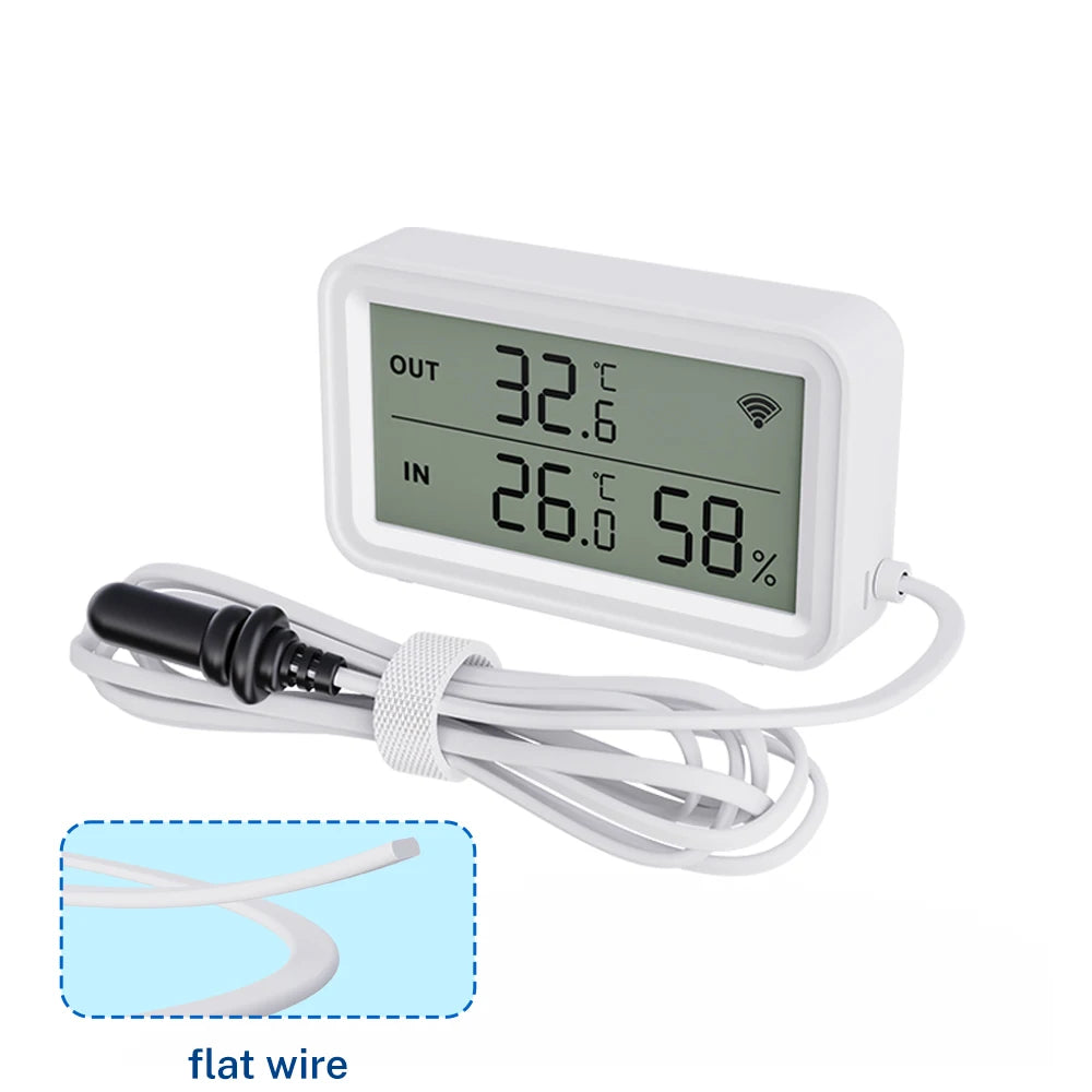 Tuya Wi-Fi Temperature and Humidity Sensor With External Probe Smart Digital LCD Screen Work with Smart Life Google Assistant