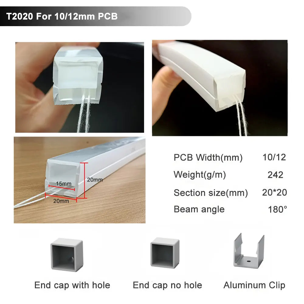 Waterproof Silicone Neon Cover Tube Flexible Soft Silica Gel for WS2811 WS2812B 5050 COB LED Strip Light Multiple Length 1m-5m.