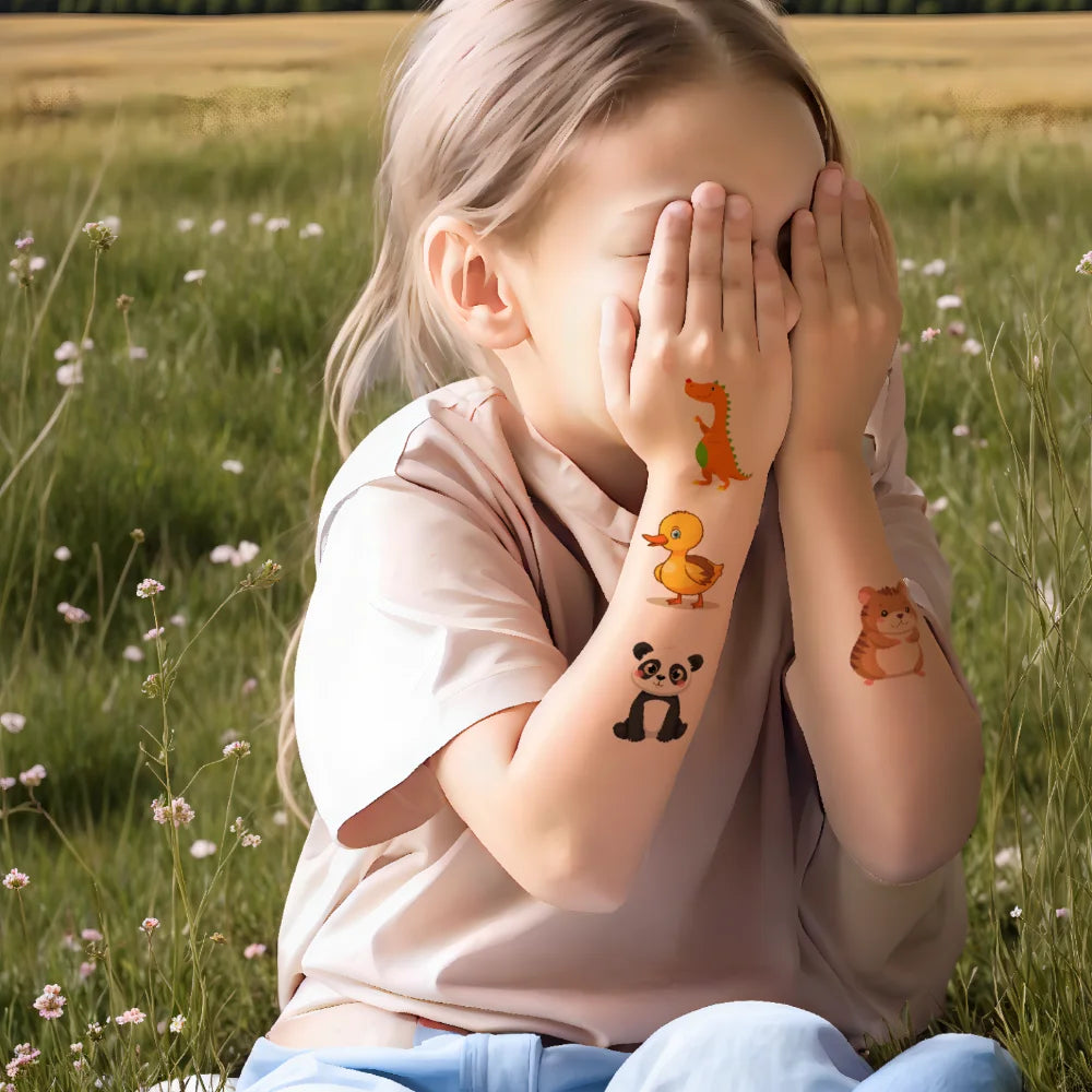 54 stücke Temporäre Tattoo Drachen Cartoon Panda Pfau Wasserdicht langlebige Körper Aufkleber Chamäleon Für Arme Wangen Mädchen.