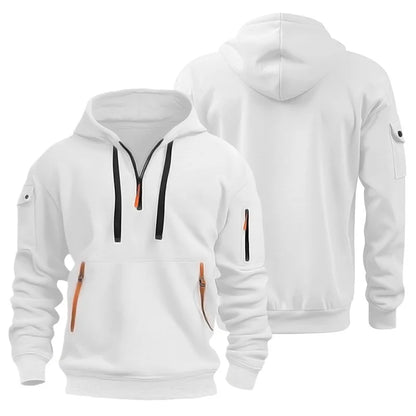 Männer Halb Zipper Mit Kapuze Hoodies Neue Einfarbig Langarm Sweatshirts Herbst Lose Sport Warme Sweats Mode Lässig Pullover.
