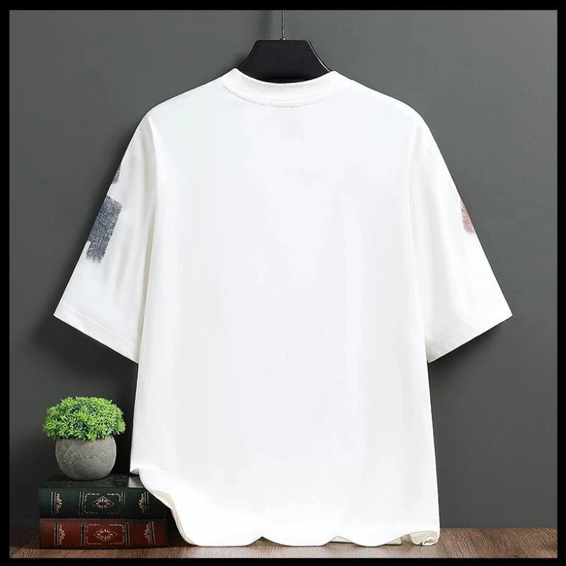Men's Trend Printing Loose Youth Pullovers Top Summer New Short Sleeve Plus Size Lazy Style T Shirts Fashion Casual Men Clothing.