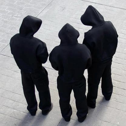 High Street Gothic Einfarbig Sweatshirt Anzug Punk Harajuku Vintage Hip Hop Rock Tasche Casual Streetwear Y2K männer Jogginghose.