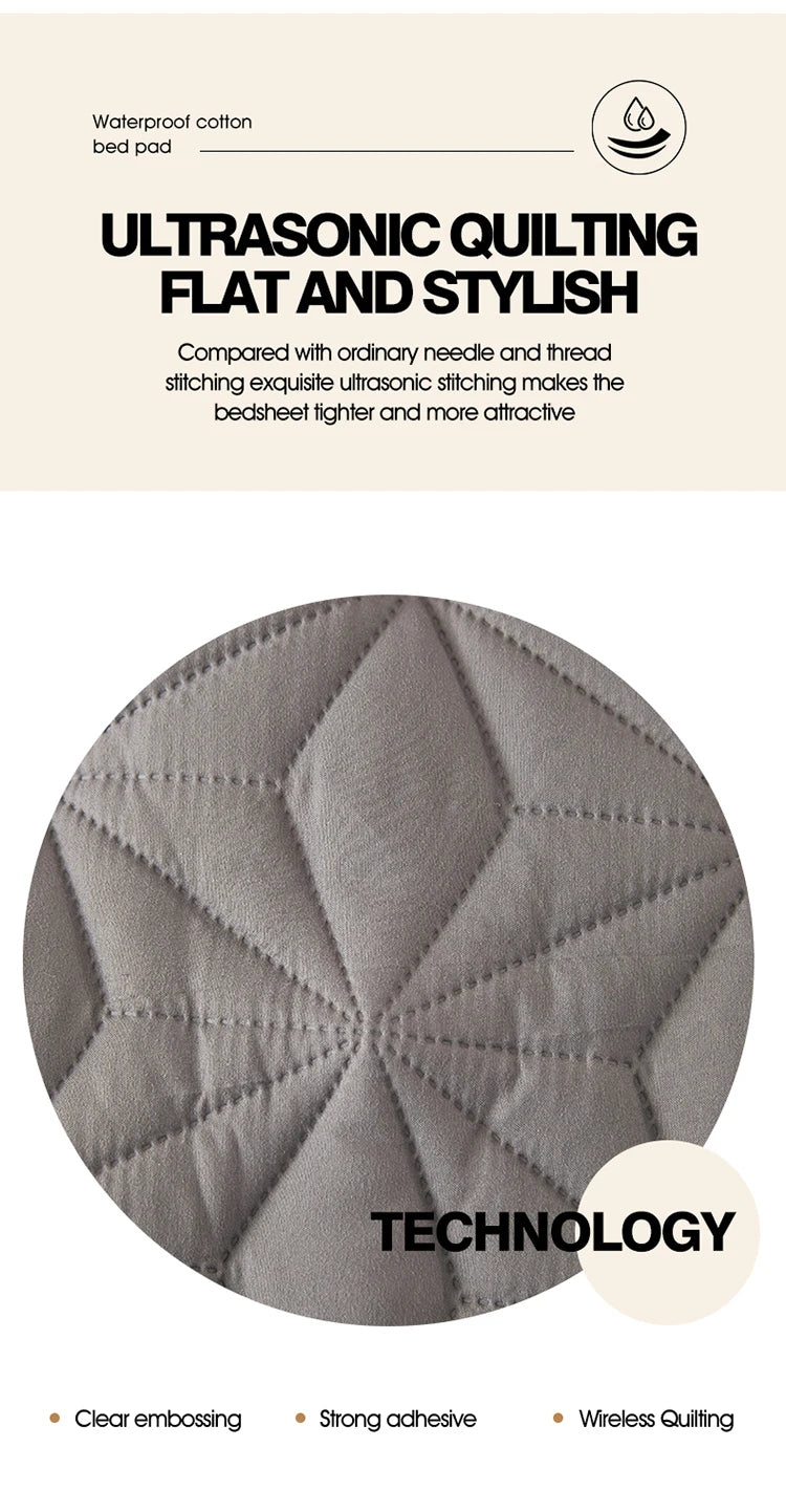 Waterproof Mattress Topper with Elastic Band Quilted Protector Pad Bedspread Winter Mattress Cover for Single/Double Bed 140/160.