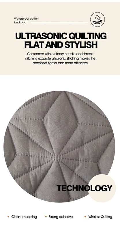 Waterproof Mattress Topper with Elastic Band Quilted Protector Pad Bedspread Winter Mattress Cover for Single/Double Bed 140/160.