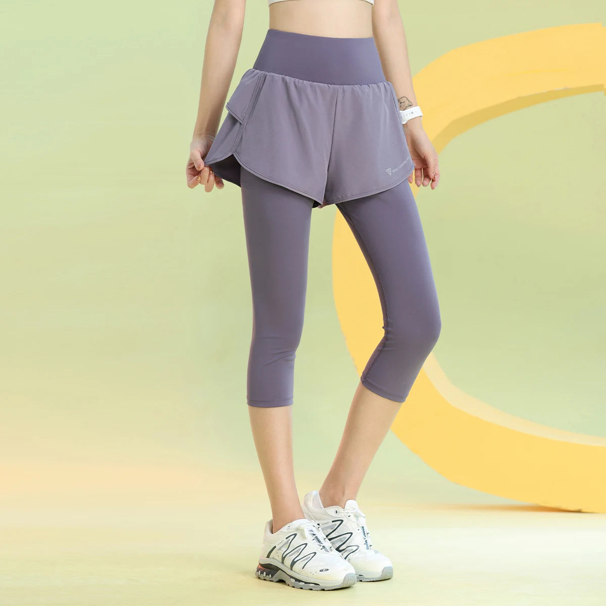 PHIGEER Women 2 in 1 Yoga Capri Pants Summer Lightweight Workout Tights With Pockets High Waist Running Gym Legging Activewears.