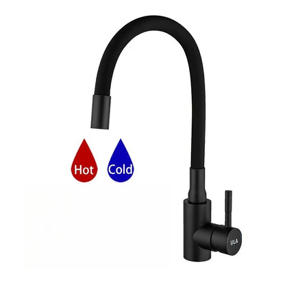 ULA Gold Kitchen Faucet Stainless Steel Flexible Spout Kitchen Sink Faucet Hot Cold Water Sink Mixer Tap 360 Degree Rotate Crane