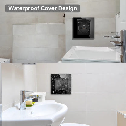 Nywp Französisch standard stecker, glas wallboard, Französisch netzteil, 16a 220V erdung buchse, kind schutz tür.