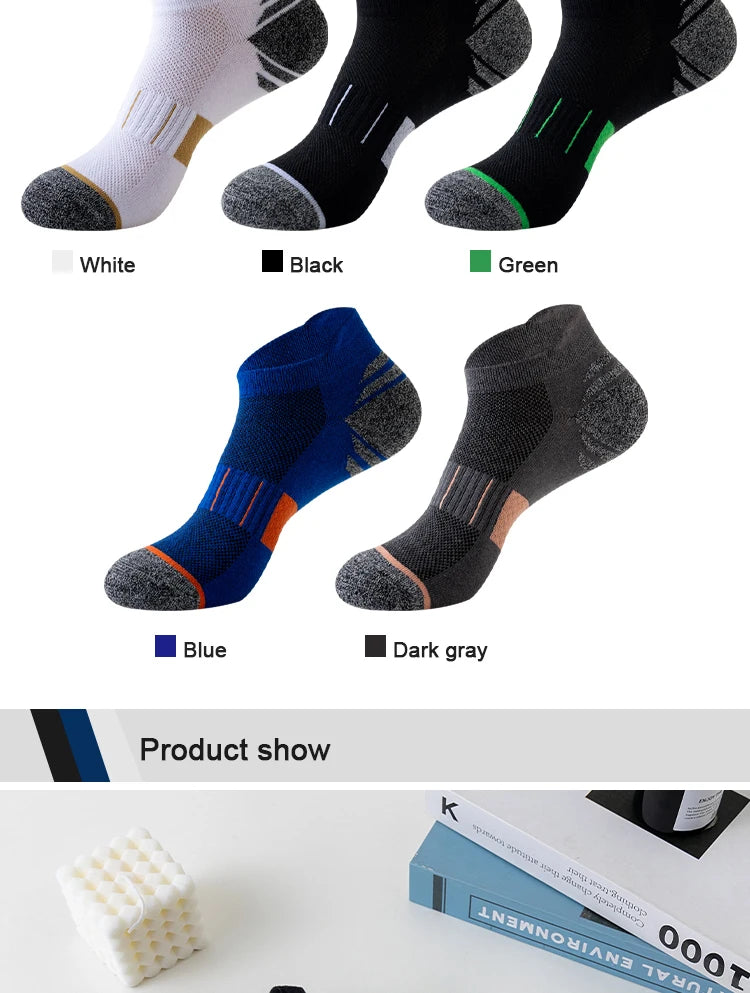 5 Pairs Socks Men's Short Socks Sweat Absorbent and Odorous Basketball Socks Running Sports Socks Breathable Mesh Men's Socks.