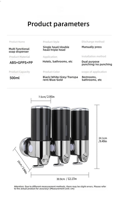 Badezimmer wandmontierter manueller Flüssigseifenspender Seifenspender Shampoo-Spender Hotelbad/WC-Zubehör