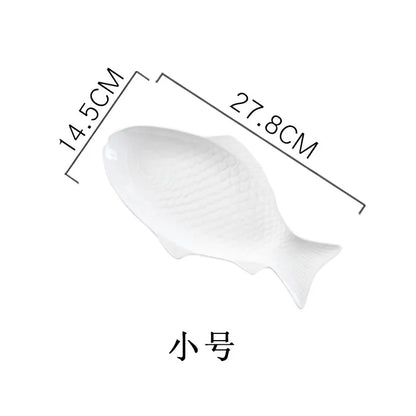 Japanese Ceramic Fish Plate White Irregular Plate Healthy Tableware Kitchen Cookware Dessert Sushi Pasta Plate Hotel Tableware.