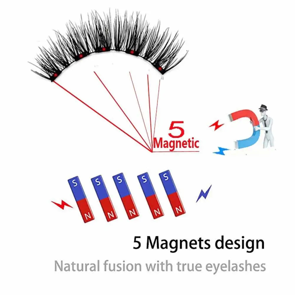 3D Natural Magnetic Eyelashes,With 5 Magnetic Lashes Shipping Box Eyelashes Handmade False Gift Reusable Support Drop Magne T6N2.