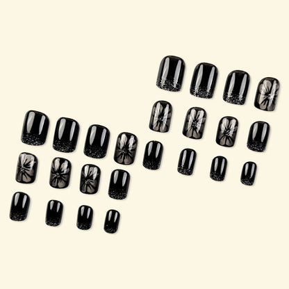 24pcs/set short medium long fake nails for Spring summer season gradient peach flowers butterfly heart press on false nail art
