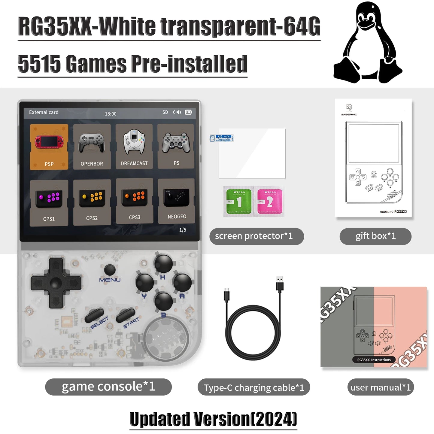 ANBERNIC RG35XX RG35XX PLUS Retro Handheld Game PlayerBuilt-in 64G TF 5000+ Classic Games Support-HDMI TV Portable Game Player