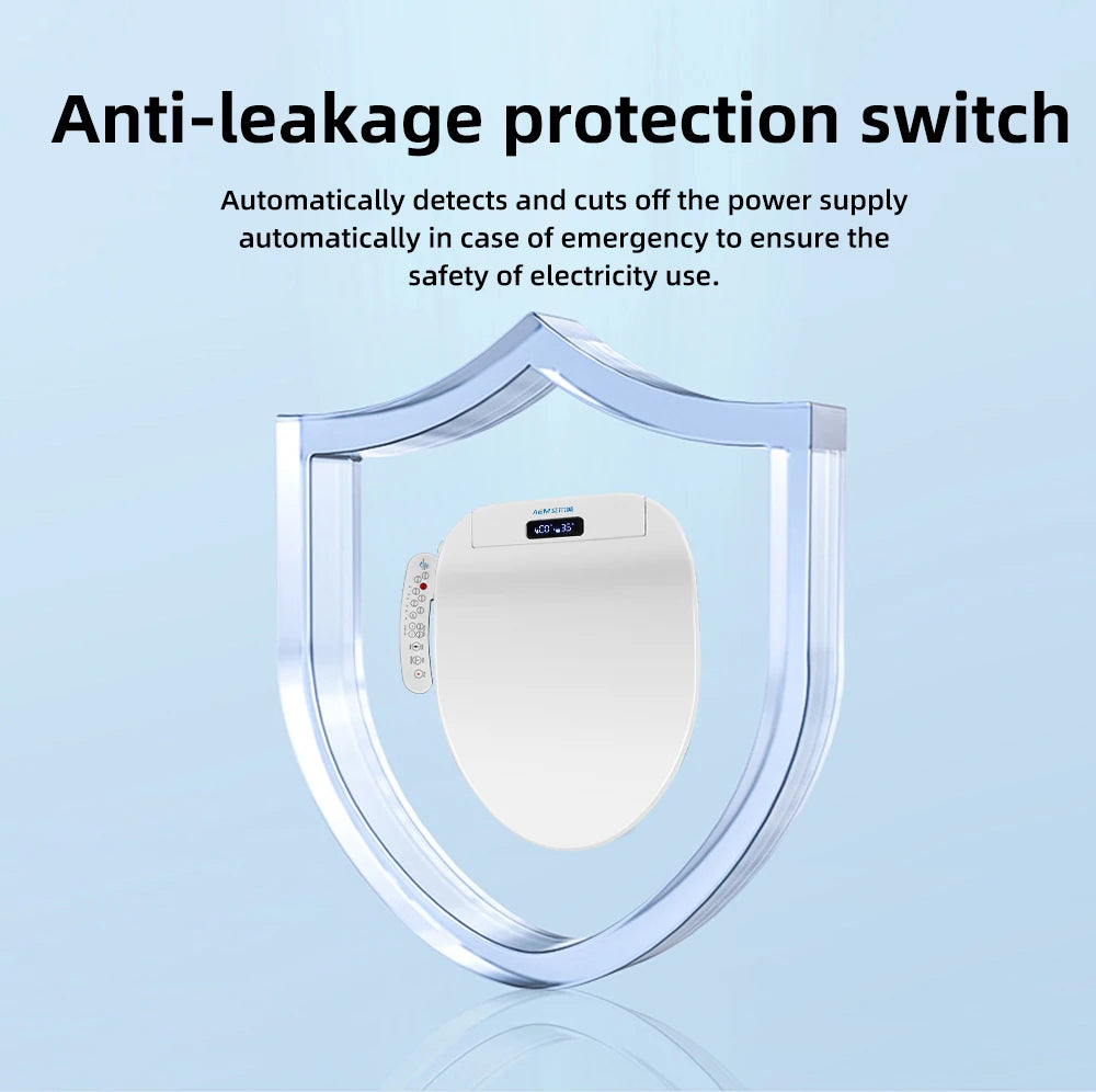 Intelligenter, länglicher Toilettensitzbezug – beheizt, wassersparend, automatische Reinigungsdüse, langsam schließend, trocken, LED-Licht für modernes Badezimmer