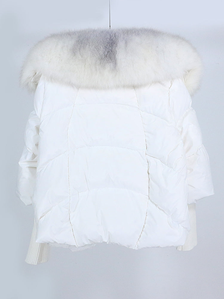 Lose Natürliche Echt Fox Pelz Kragen Mantel Dicke Neue Europäische Mode Weiße Ente Unten Jacke Winter Frauen Warme Luxus Oberbekleidung