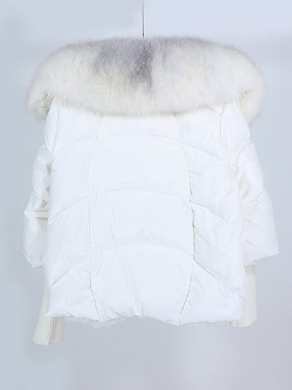 Lose Natürliche Echt Fox Pelz Kragen Mantel Dicke Neue Europäische Mode Weiße Ente Unten Jacke Winter Frauen Warme Luxus Oberbekleidung