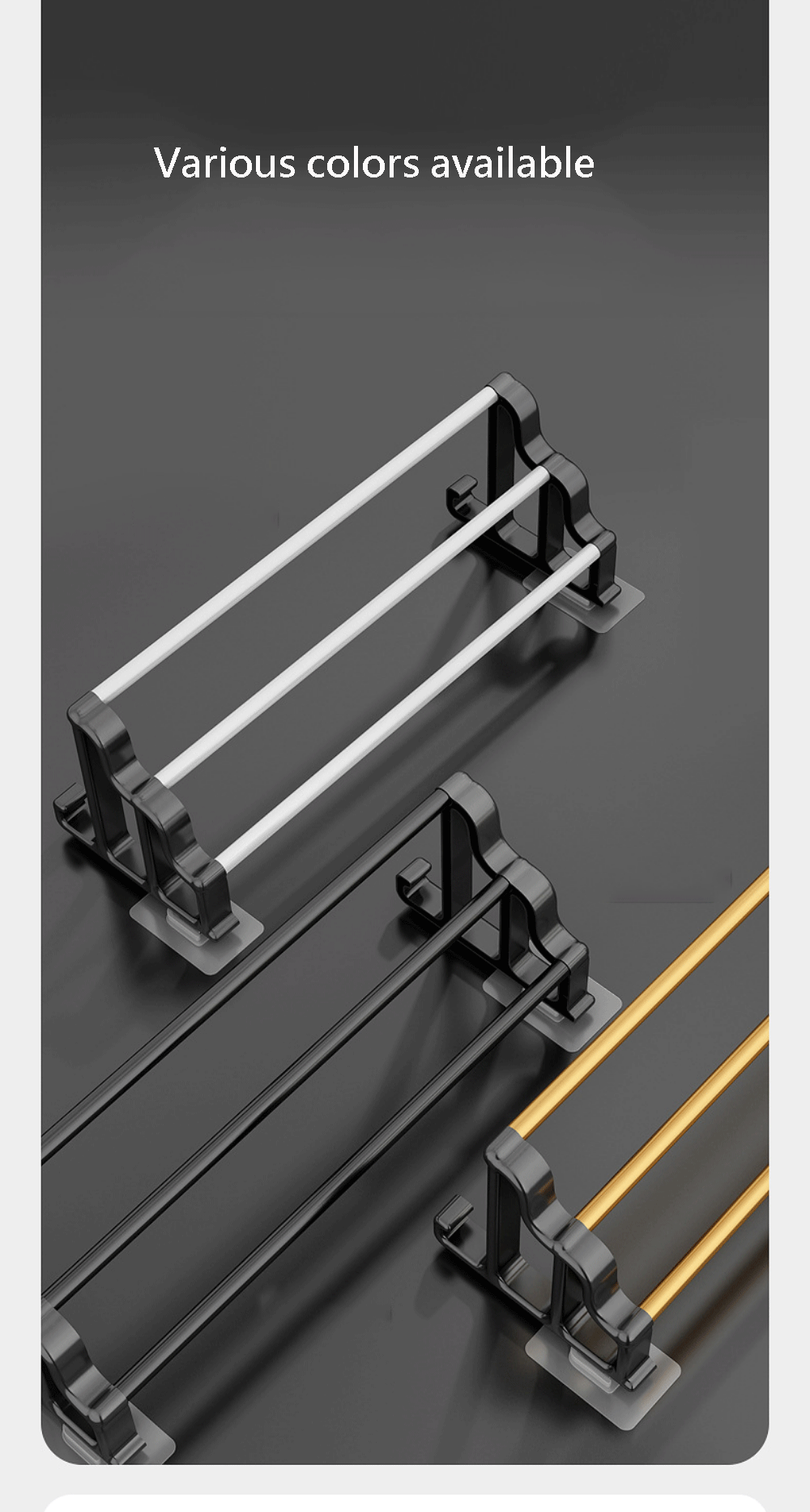 Handtuchhalter mit drei Stangen, selbstklebender, stanzfreier Handtuchhalter mit Haken, platzsparender Handtuch-Aufbewahrungsregal für Badezimmer