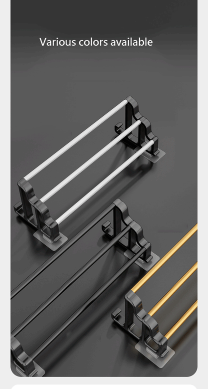 Handtuchhalter mit drei Stangen, selbstklebender, stanzfreier Handtuchhalter mit Haken, platzsparender Handtuch-Aufbewahrungsregal für Badezimmer