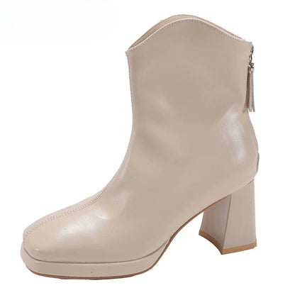 Winter Fashion Square Toe High Heel Women Ankle Boots Street Style Banquet Party Mordern Short Booties Zapatos De Muje.