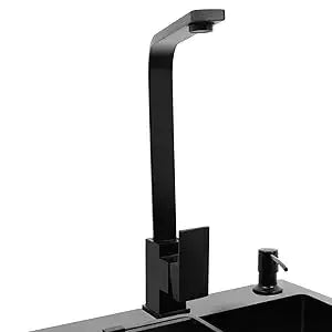 Edelstahlspüle 40 x 45 cm, schwarze Küchenspüle mit Spültischarmatur, 1 x 45 cm, Unterschrankspüle W | Abtropfbrett und Sieb