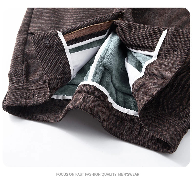 Men's Winter Velvet Casual Pants Thickened Warm Slim Fit Comfortable Solid Color Trousers Korean Fleece  Fashion Outdoor Jogging