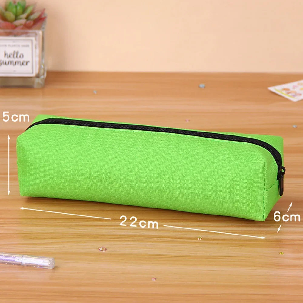 Solid Color Pencil Case Simple Pencil Bags For Student New Stationery School Supplies Kids Gift Zipper Big Cosmetic Bag