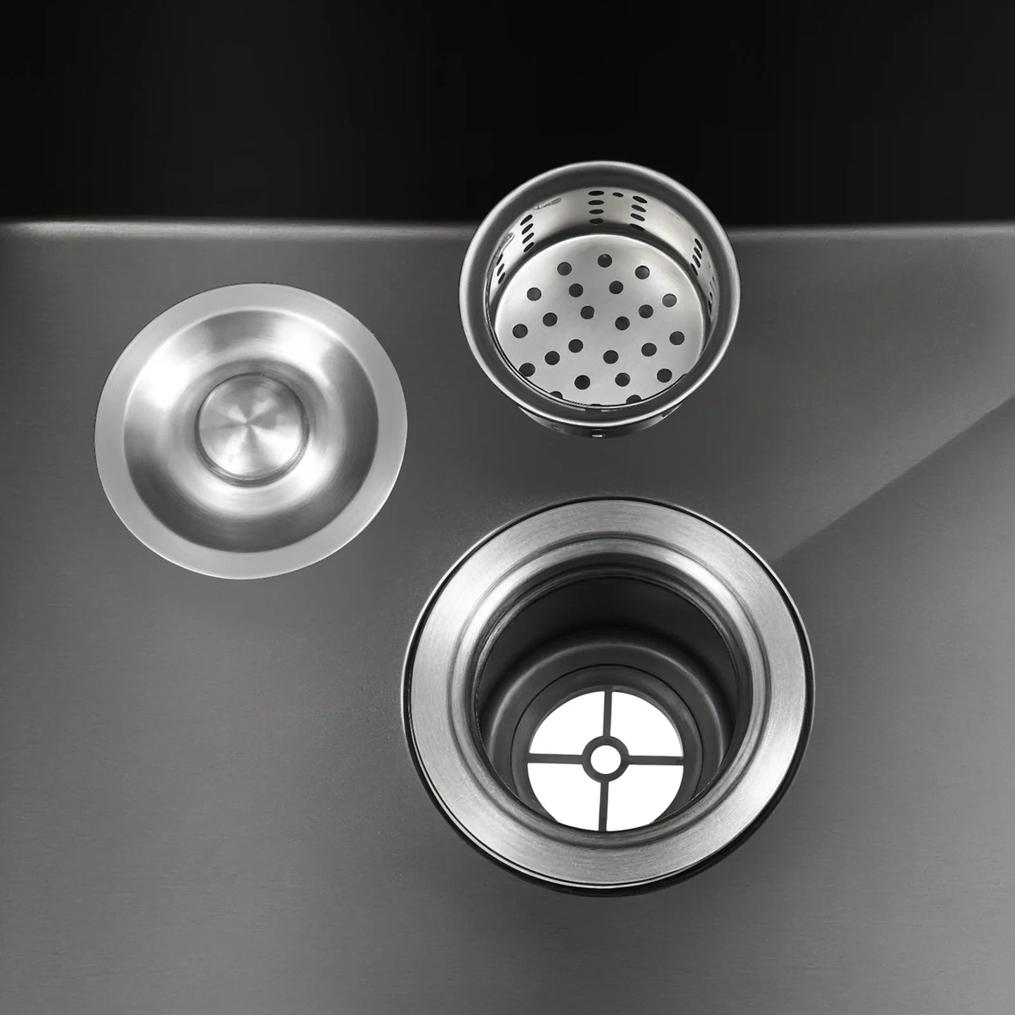 45 x 40 x 20 cm schwarzes Küchenspülbecken aus Edelstahl mit Seifenspender für Küchen, Badezimmer, Wäschezimmer