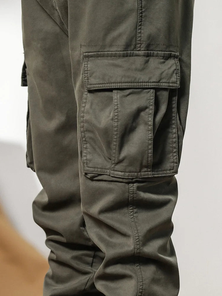 2024 New Winter Cargo Pants Men Multi-Pockets Drawstring Fleece Liner Thick Warm Overalls Joggers Casual Cotton Thermal Trousers.