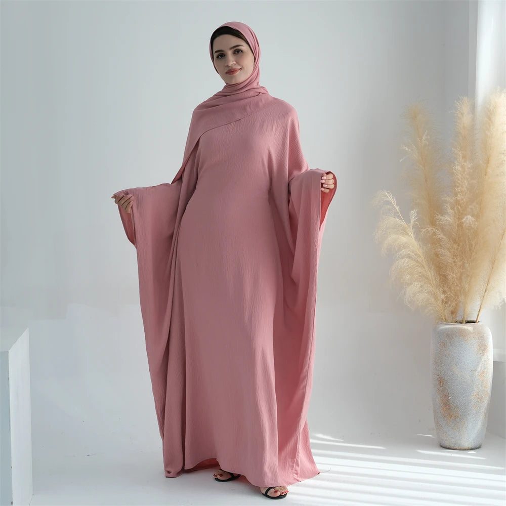 Ramadan Eid Baumwolle Leinen Khimar Abaya Set Dubai Muslim Sets Hijab Kleid Kaftan Abayas Kaftan Marocain Femme Vestidos Para Mujer
