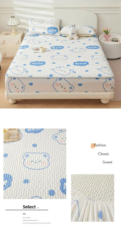 Cartoon Cute Pattern Cooling Fitted Sheet Single Natural latex fabric Soft cushion for Bedding Slow rebound Non-Slip Mattress
