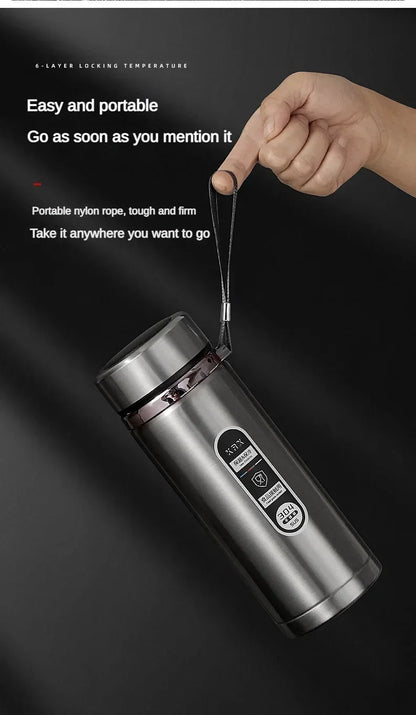 800ML-1L Stainless Steel Thermos Bottle 304 Tea Bottle Car Vacuum Bottle with LED Temperature Display Portable Drinking Cup.