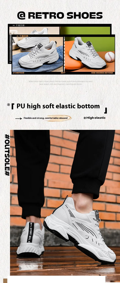 6CM Man Hidden Elevator Shoes Breathable Mesh Sneakers Anti-Slip Thick Sole Comfortable Casual Athletic Sports for Men Non-Slip.