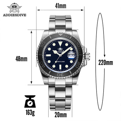 ADDIESDIVE Luxurious Men's Analog Quartz Watch BGW9 Luminous 20 Bar Waterproof Men's Diving Stainless Steel Men Watches H3.