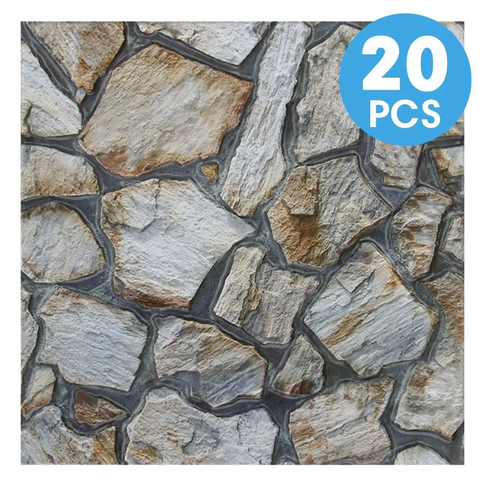 10/20Pcs, PVC 3D Faux Stone Wall Panels, Decorative Wall Decoration, Self-adhesive Panels, Easy to Install, 30cm x 30cm