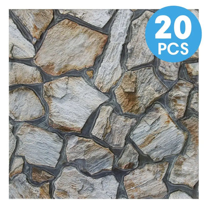 10/20Pcs, PVC 3D Faux Stone Wall Panels, Decorative Wall Decoration, Self-adhesive Panels, Easy to Install, 30cm x 30cm