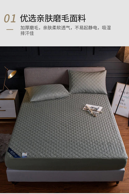 New Quilted Waterproof Mattress Cover Solid Color Waterproof Antibacterial Breathable Elastic Band Fixed Mattress Cover.
