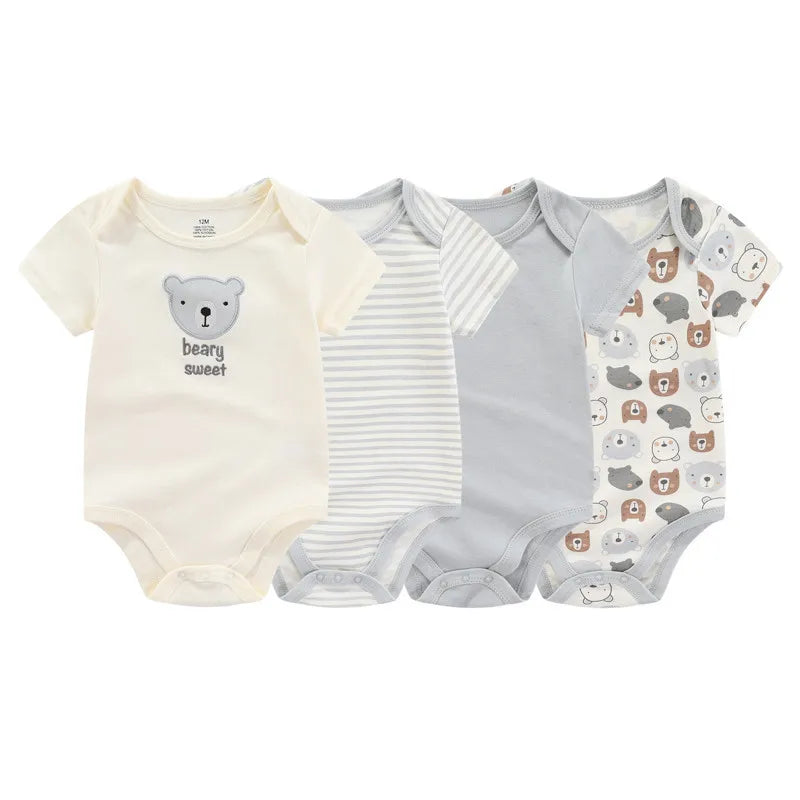 Kiddiezoom 4 stücke Mode Kurzarm Cartoon Baby Junge Mädchen Body 100% Baumwolle Neugeborenen Jungen Mädchen Onesies Kleidung.