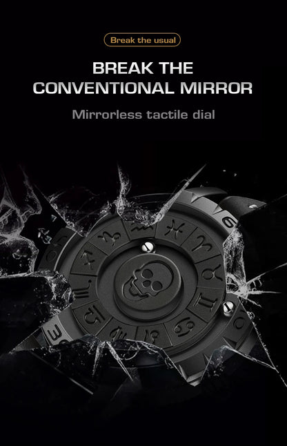 LIGE FOXBOX Unique Design Quartz Man Watch Simple Fashion Leather Belt Casual Sports Magnetic Srolling Beads Skull Men's Watches.