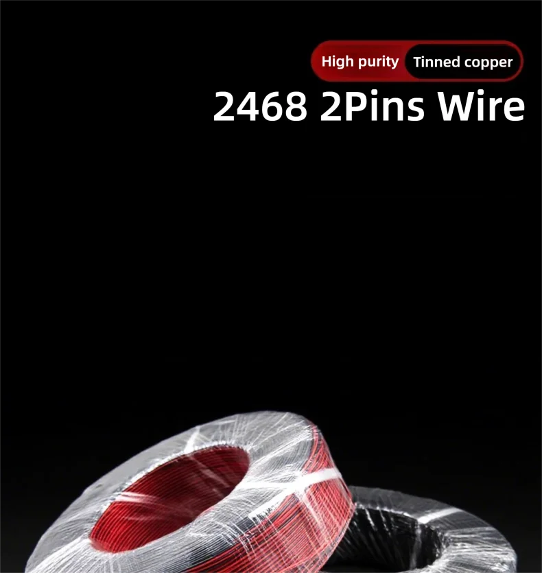 2 Pin Wire Electric Copper Cable 28 26 24 22 20 18 16 AWG LED Strip Lamp Lighting Cable PVC Extend Cord White Black Red UL2468.
